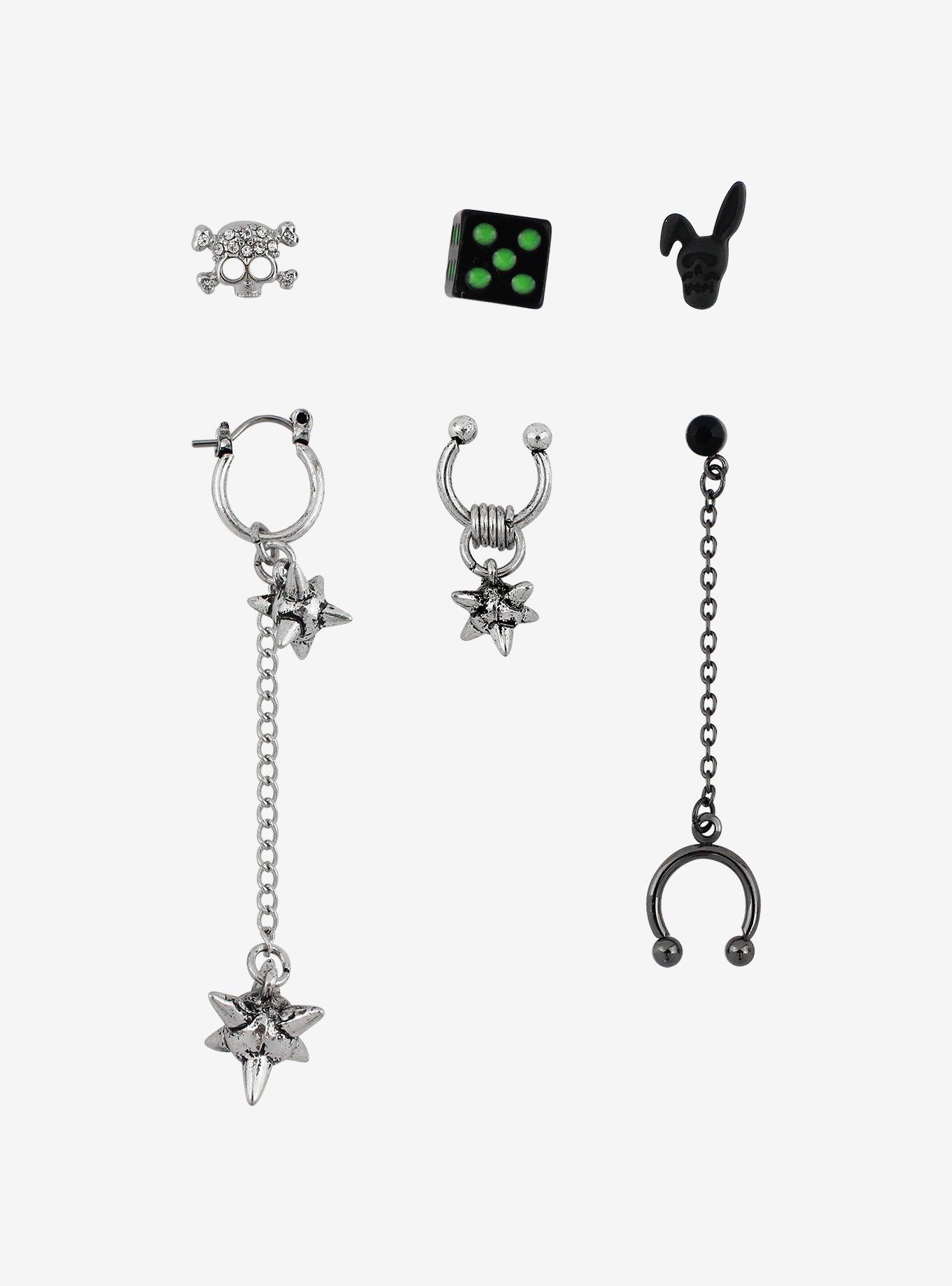 Spiked Ball Mismatch Earrings, , alternate