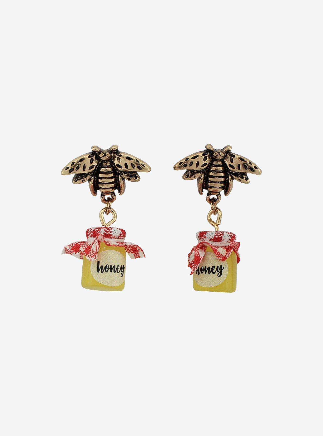 Bumble Bee & Honey Jar Drop Earrings, , alternate
