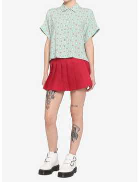Frog & Mushroom Boxy Girls Crop Woven Button-Up, , hi-res