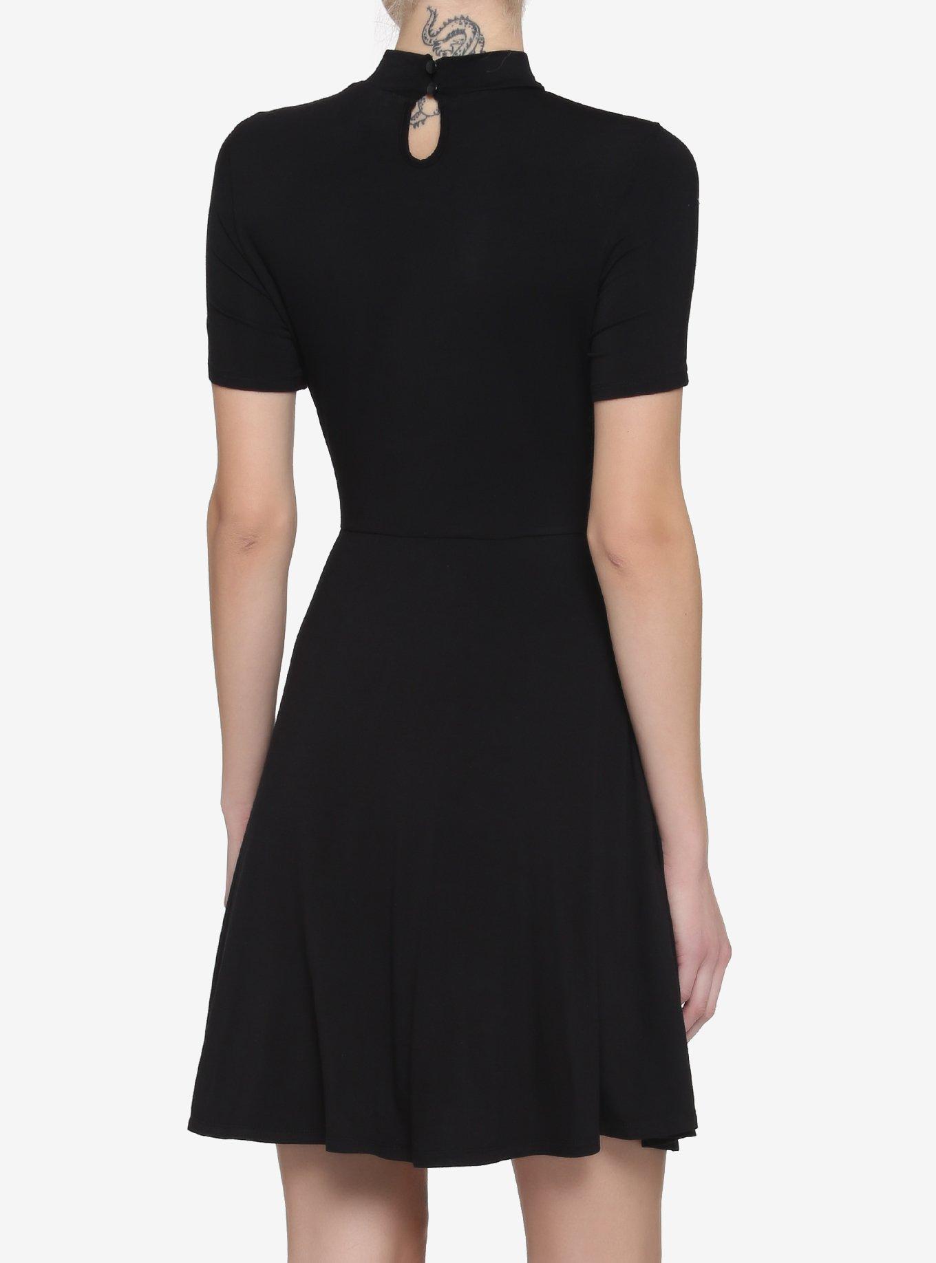 Black Cutout Lace-Up Dress, BLACK, alternate