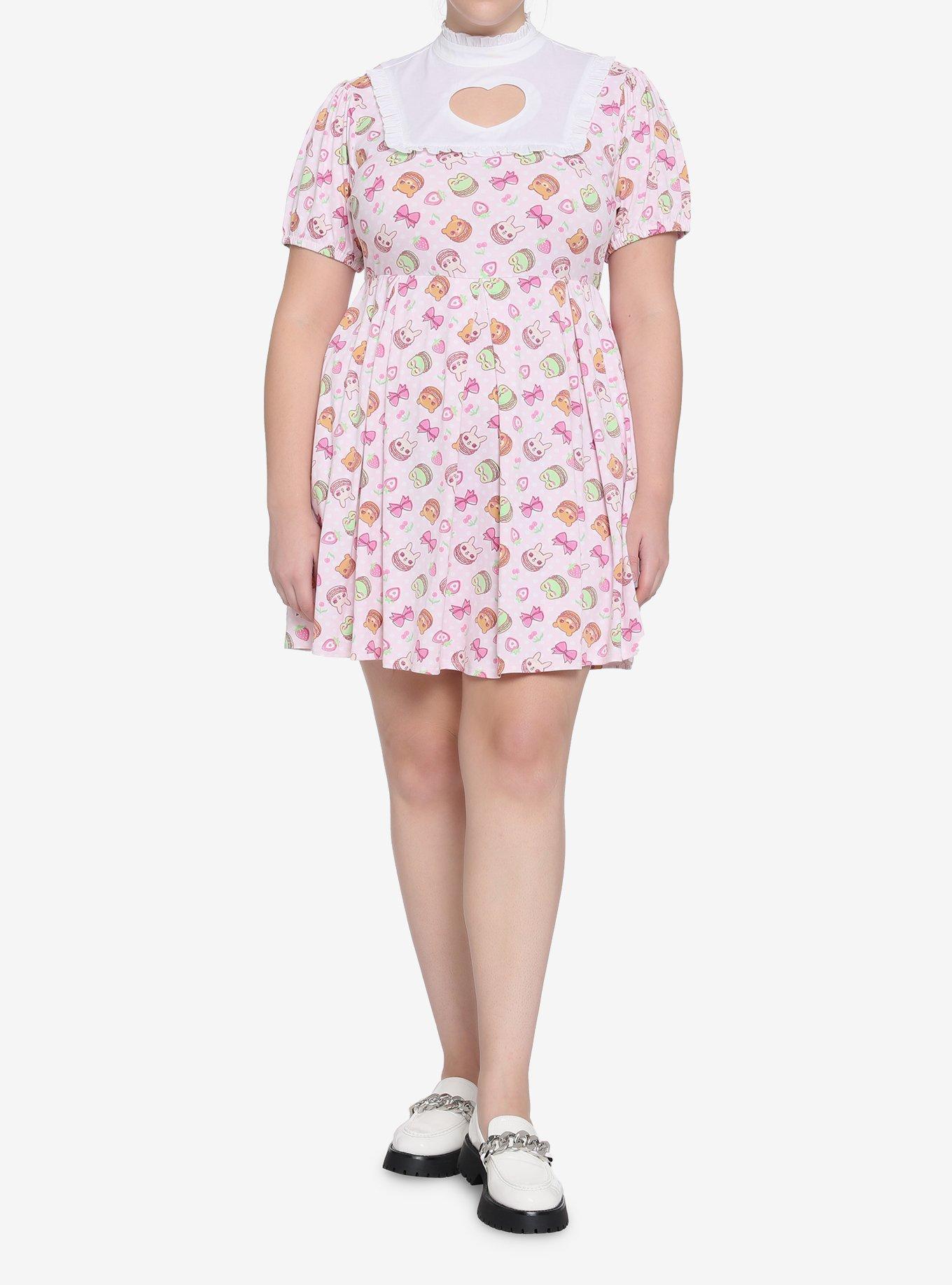 Kawaii Macaron Pleated Dress Plus Size, MULTI, alternate