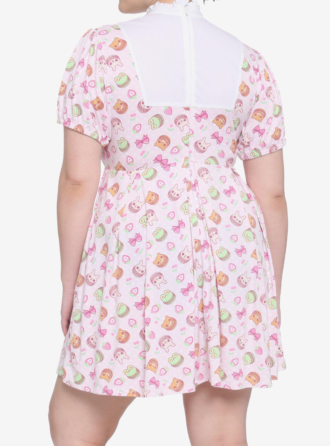 Kawaii Macaron Pleated Dress Plus Size, MULTI, alternate