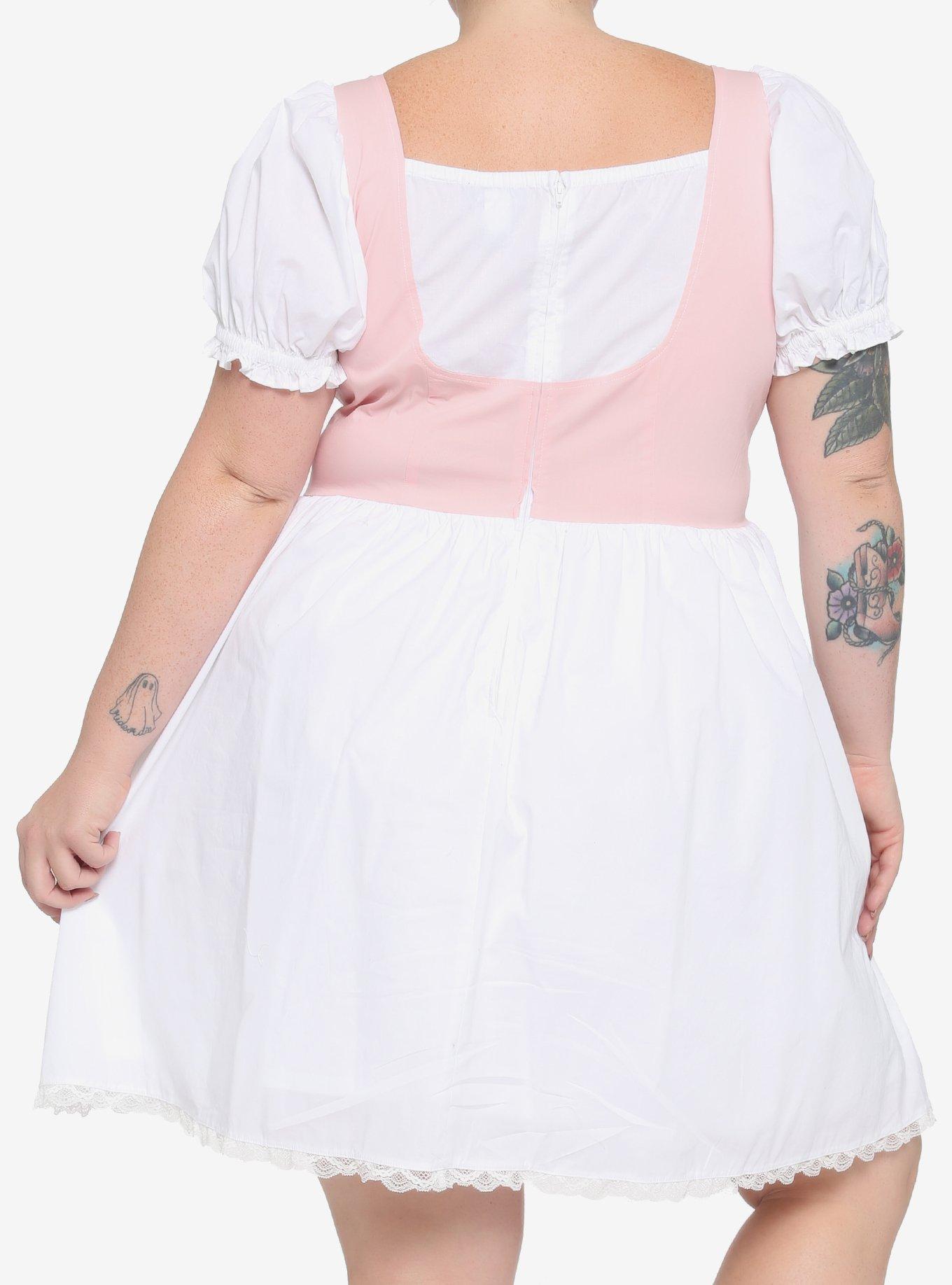 White & Pink Corset Dress Plus Size, MULTI, alternate