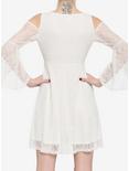 Ivory Cold Shoulder Bell-Sleeve Lace Dress, IVORY, alternate