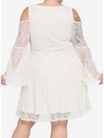 Ivory Cold Shoulder Bell Sleeve Lace Dress Plus Size, IVORY, alternate
