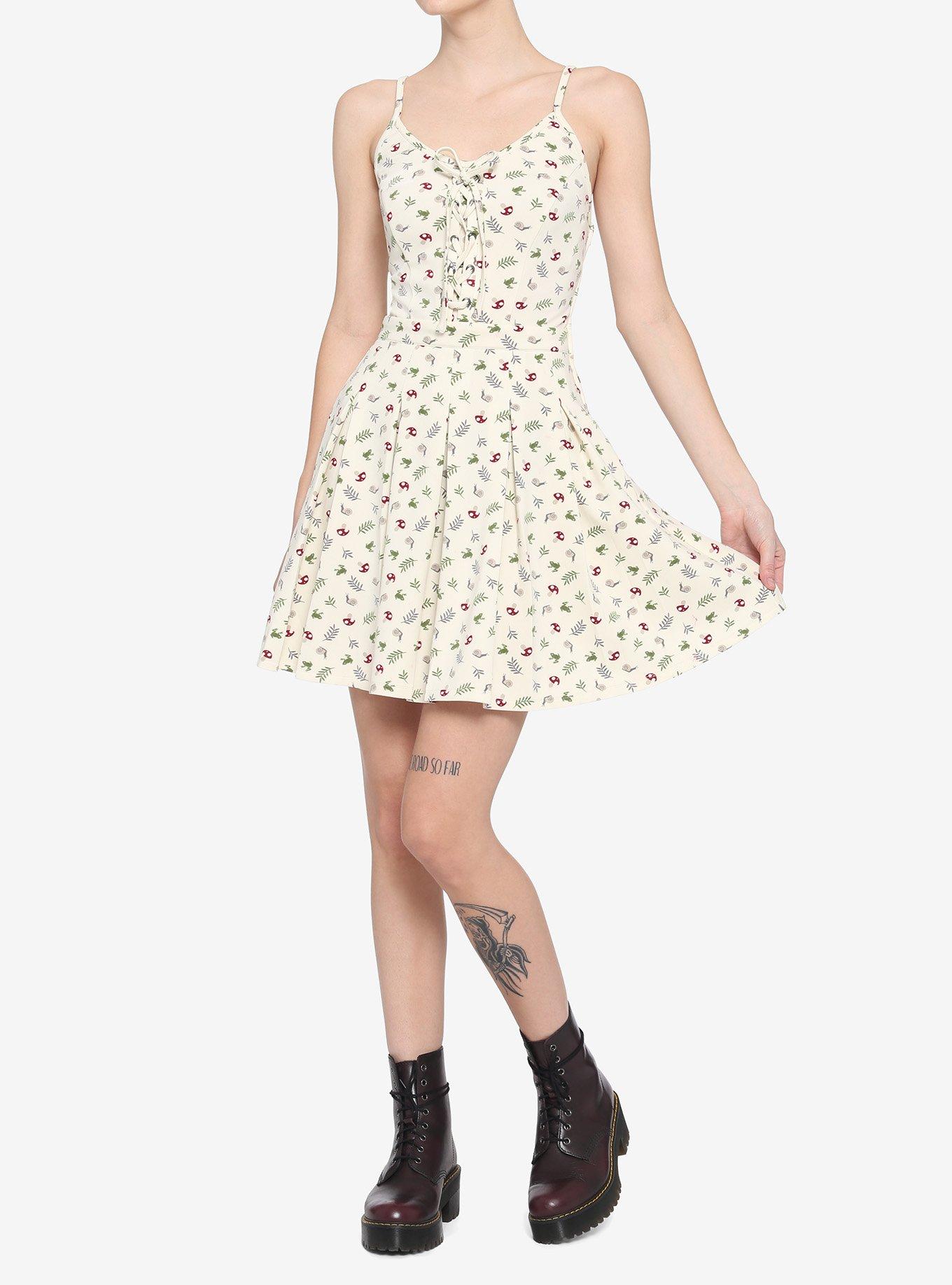 Ivory Frog & Mushroom Lace-Up Dress, IVORY, alternate