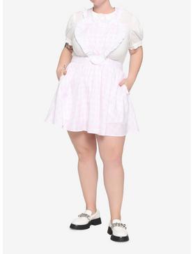 Plus Size Pink & White Plaid Heart Skirtall Plus Size, , hi-res