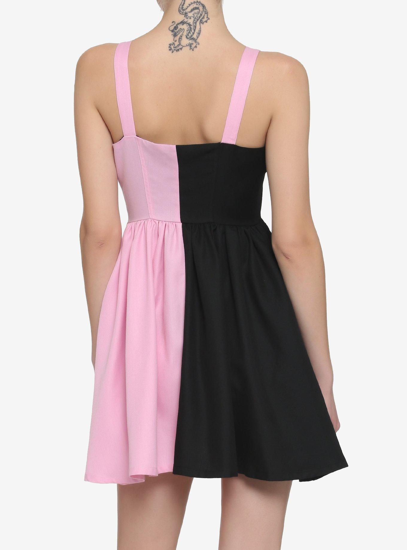 Pink & Black Split Sweetheart Dress, , alternate