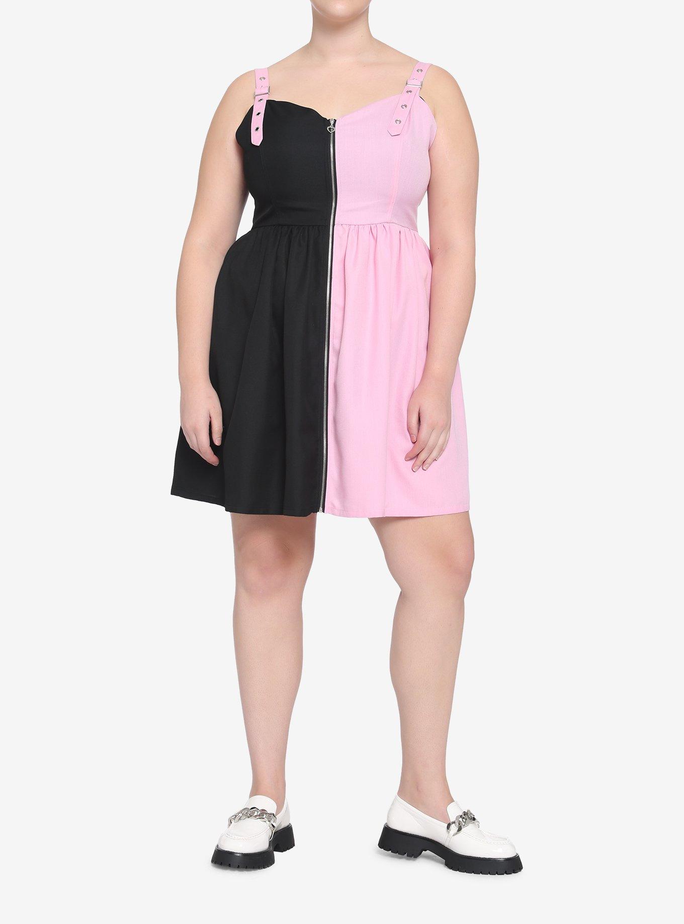 Pink & Black Split Sweetheart Dress Plus Size, , alternate