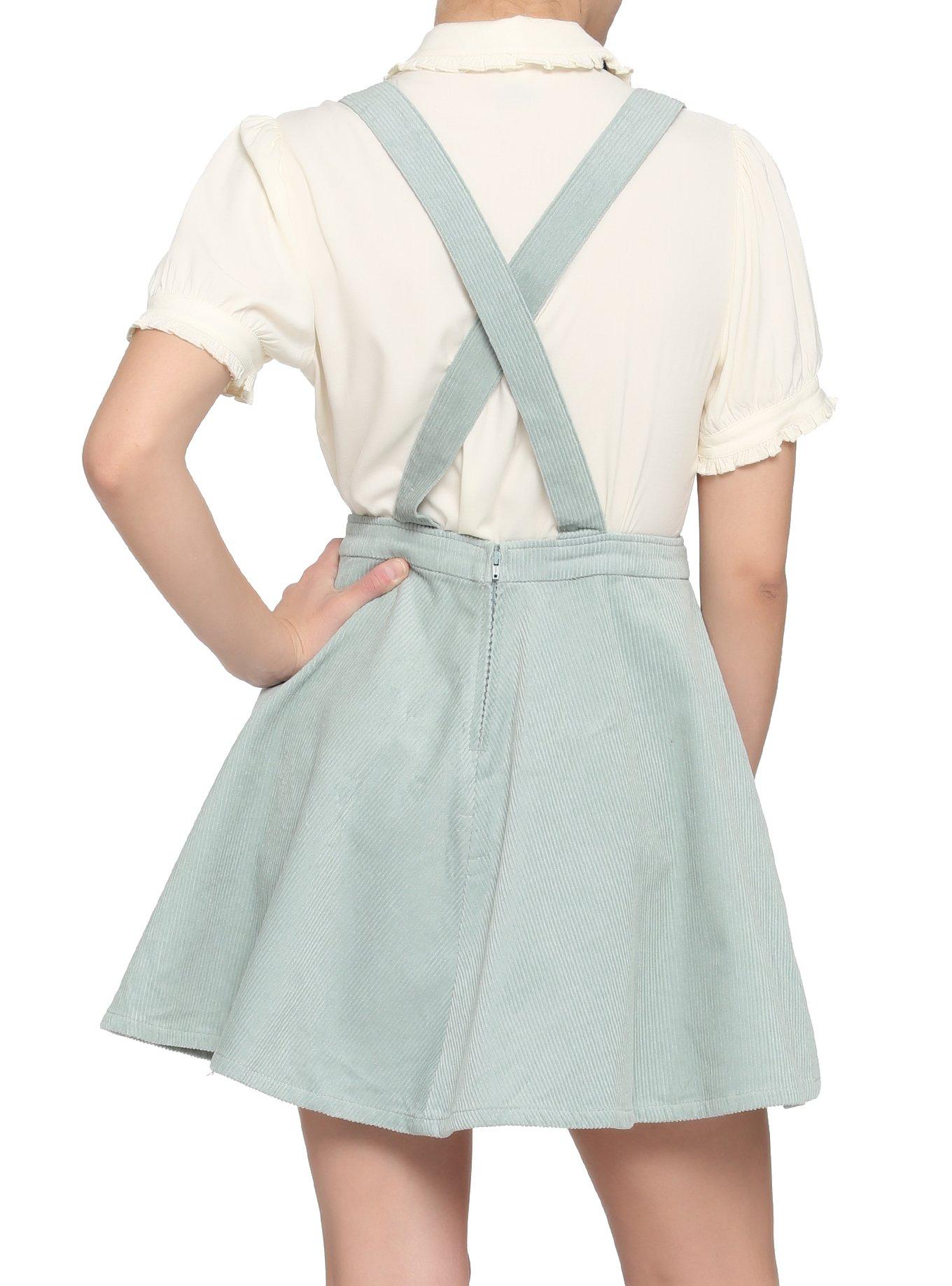 Frog & Mushroom Pastel Teal Corduroy Skirtall, GREEN, alternate