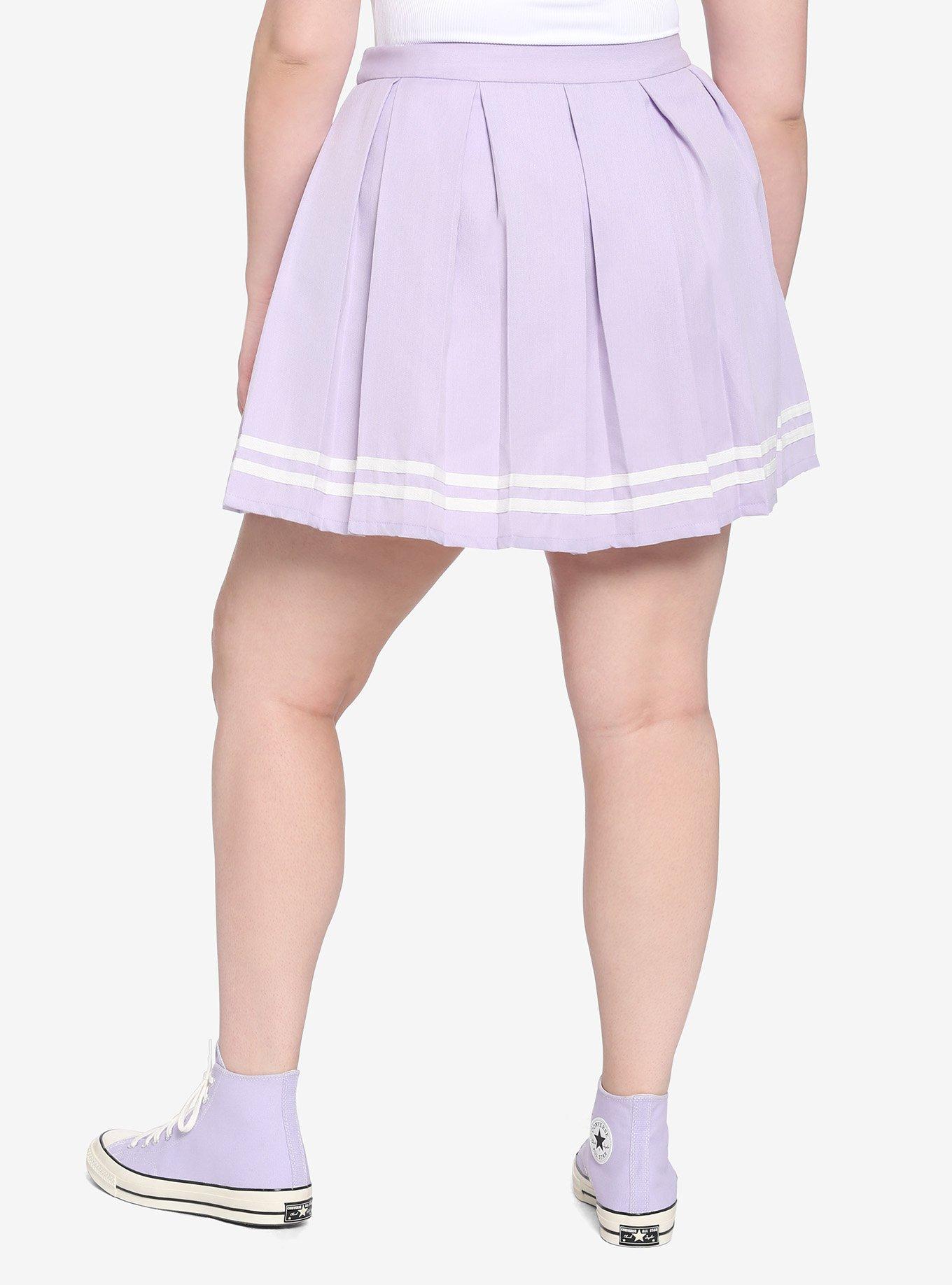 Lavender Pleated Cheer Skirt Plus Size, LAVENDER, alternate
