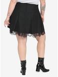 Black & Green Lace-Up Pleated Skirt Plus Size, BLACK, alternate