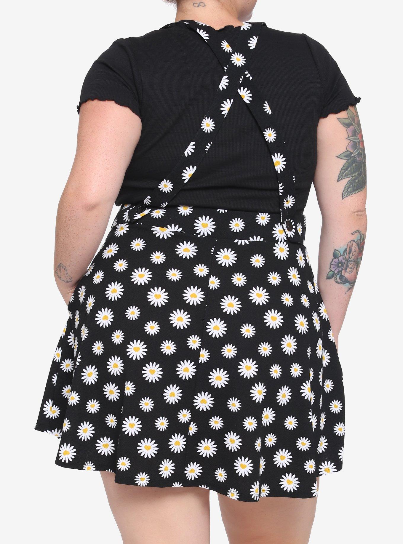 Daisy Heart Suspender Skirt Plus Size, BLACK, alternate