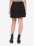 Black Lace-Up Tiered Skirt, BLACK, alternate