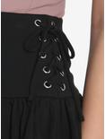 Black Lace-Up Tiered Skirt, BLACK, alternate