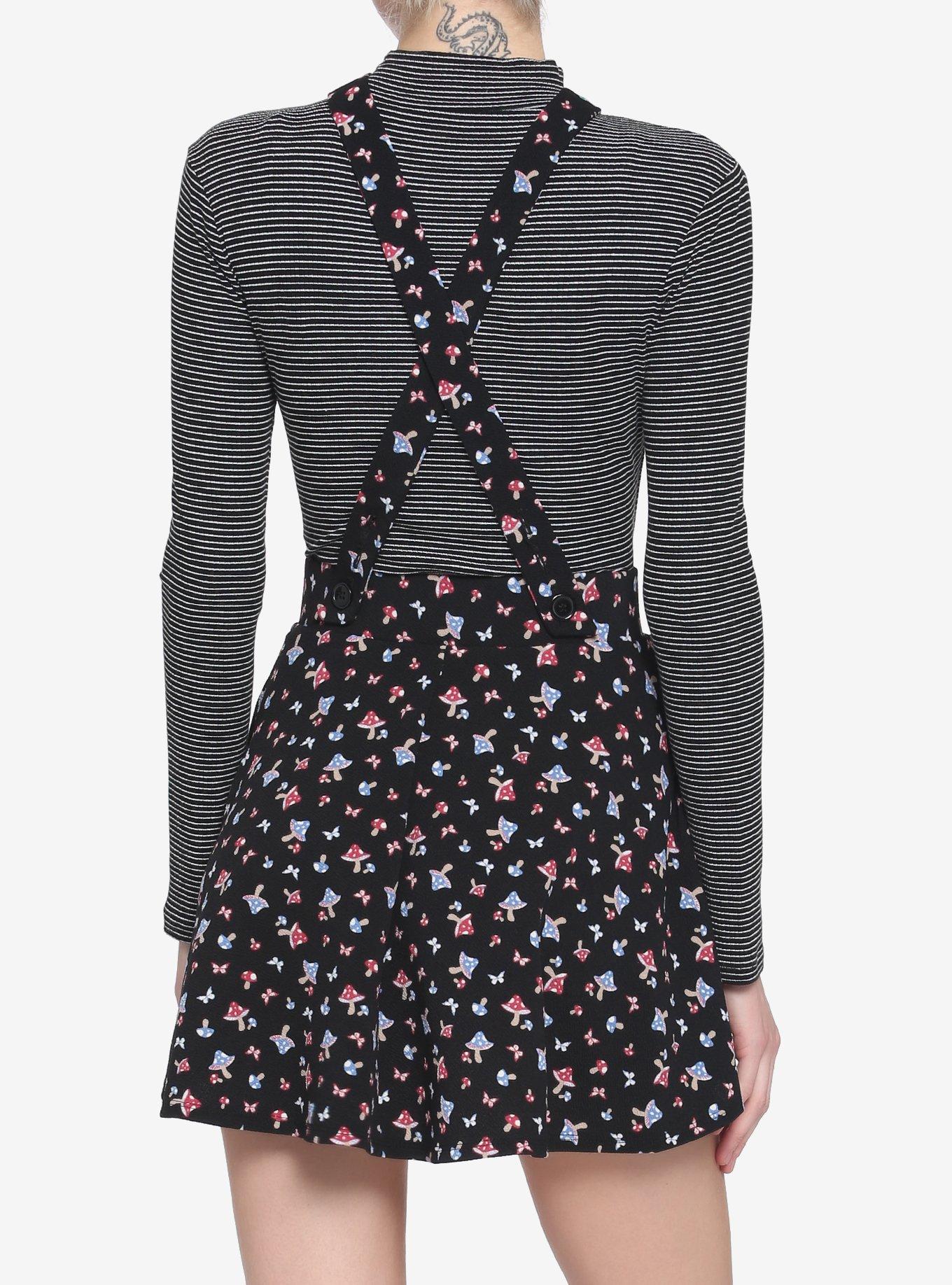 Mushroom Suspender Skirt, BLACK, alternate