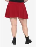 Red & Black Lace-Up Skirt Plus Size, BURGUNDY, alternate