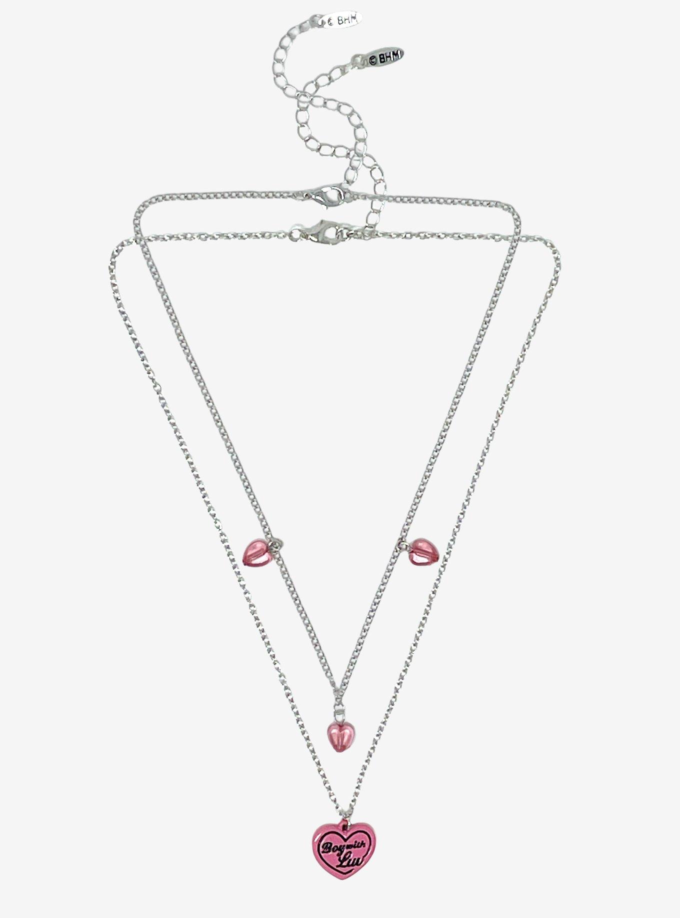 BTS Boy With Luv Heart Necklace Set, , alternate