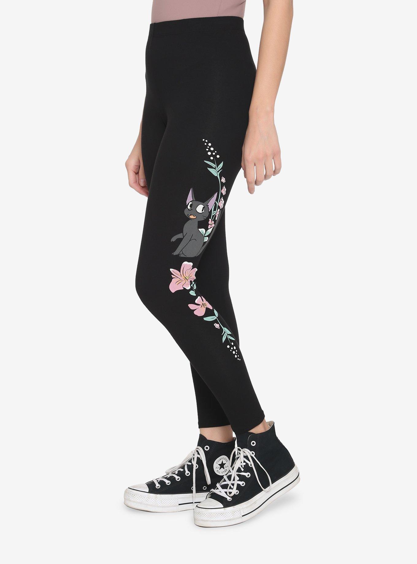 Studio Ghibli Kiki's Delivery Service Jiji Floral Leggings, MULTI, alternate