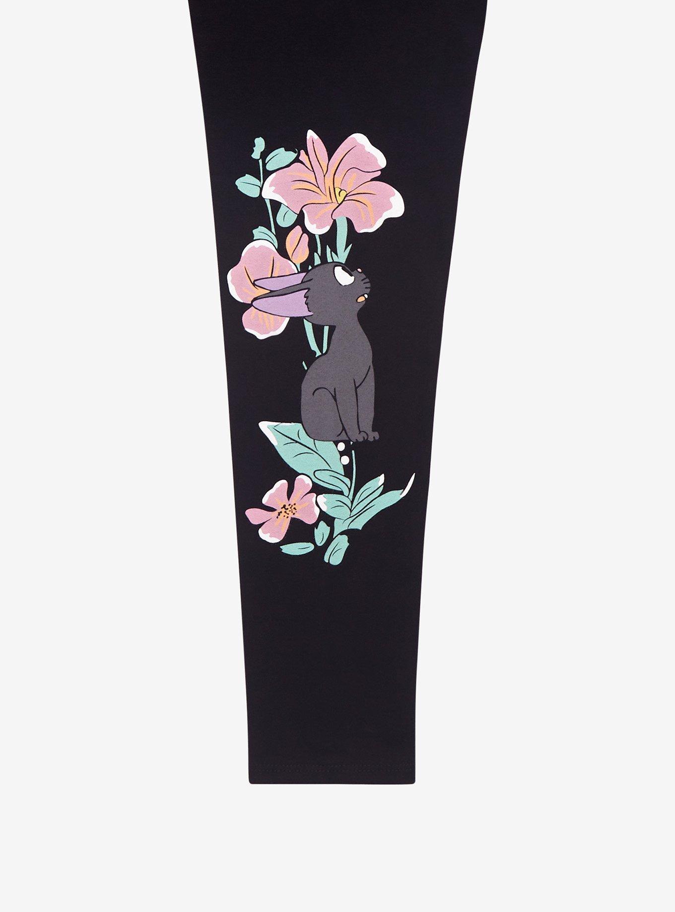 Studio Ghibli Kiki's Delivery Service Jiji Floral Leggings Plus Size ...