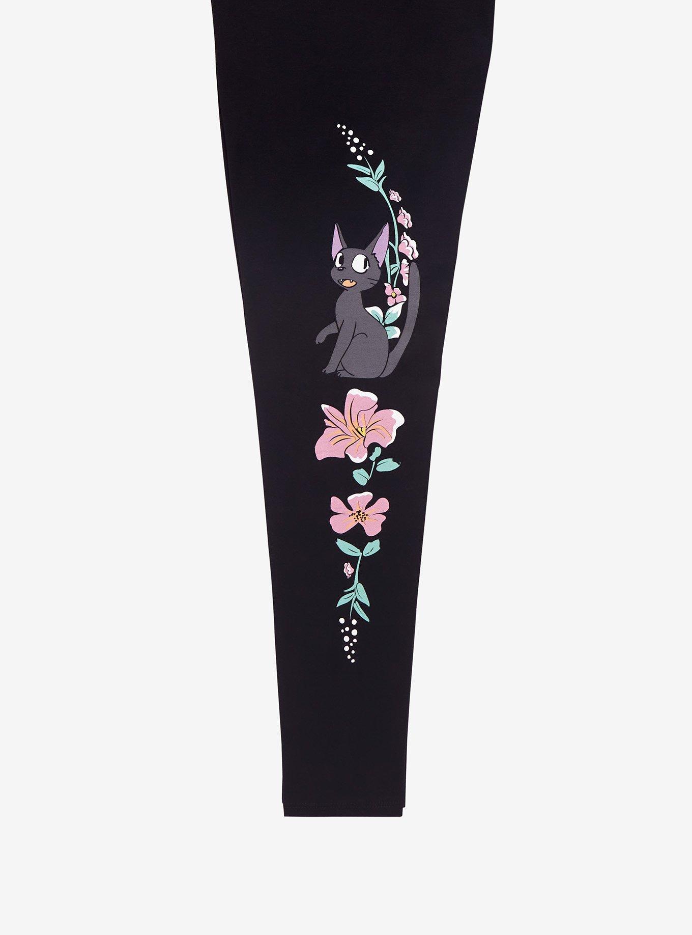 Studio Ghibli Kiki's Delivery Service Jiji Floral Leggings Plus Size ...