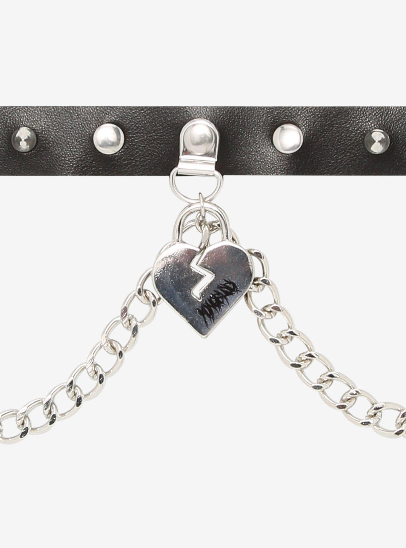 Yungblud Padlock Heart Chain Choker, , alternate