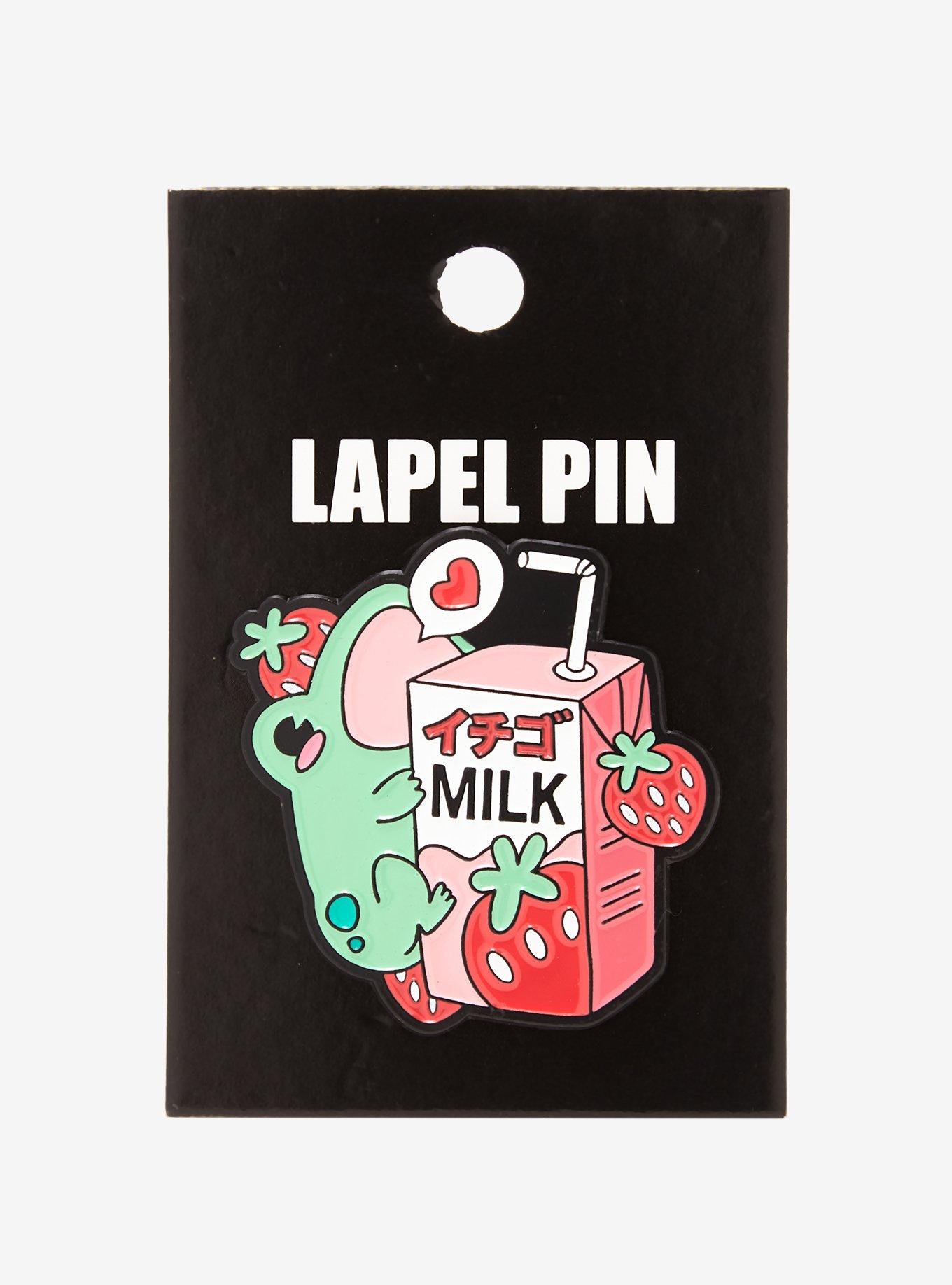 Frog Strawberry Milk Enamel Pin, , alternate