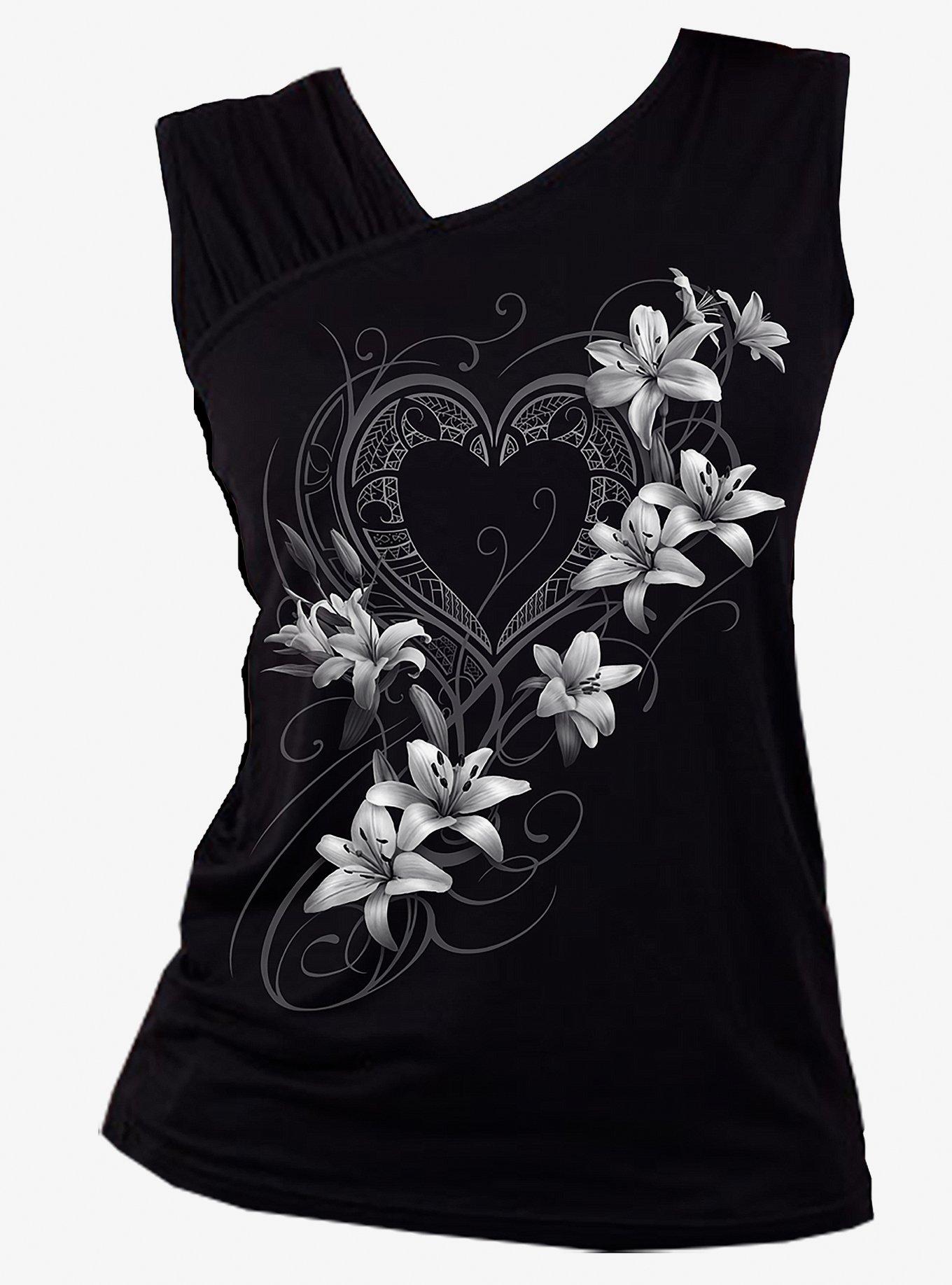 Pure Of Heart Gathered Shoulder Sleeveless Top, BLACK, alternate