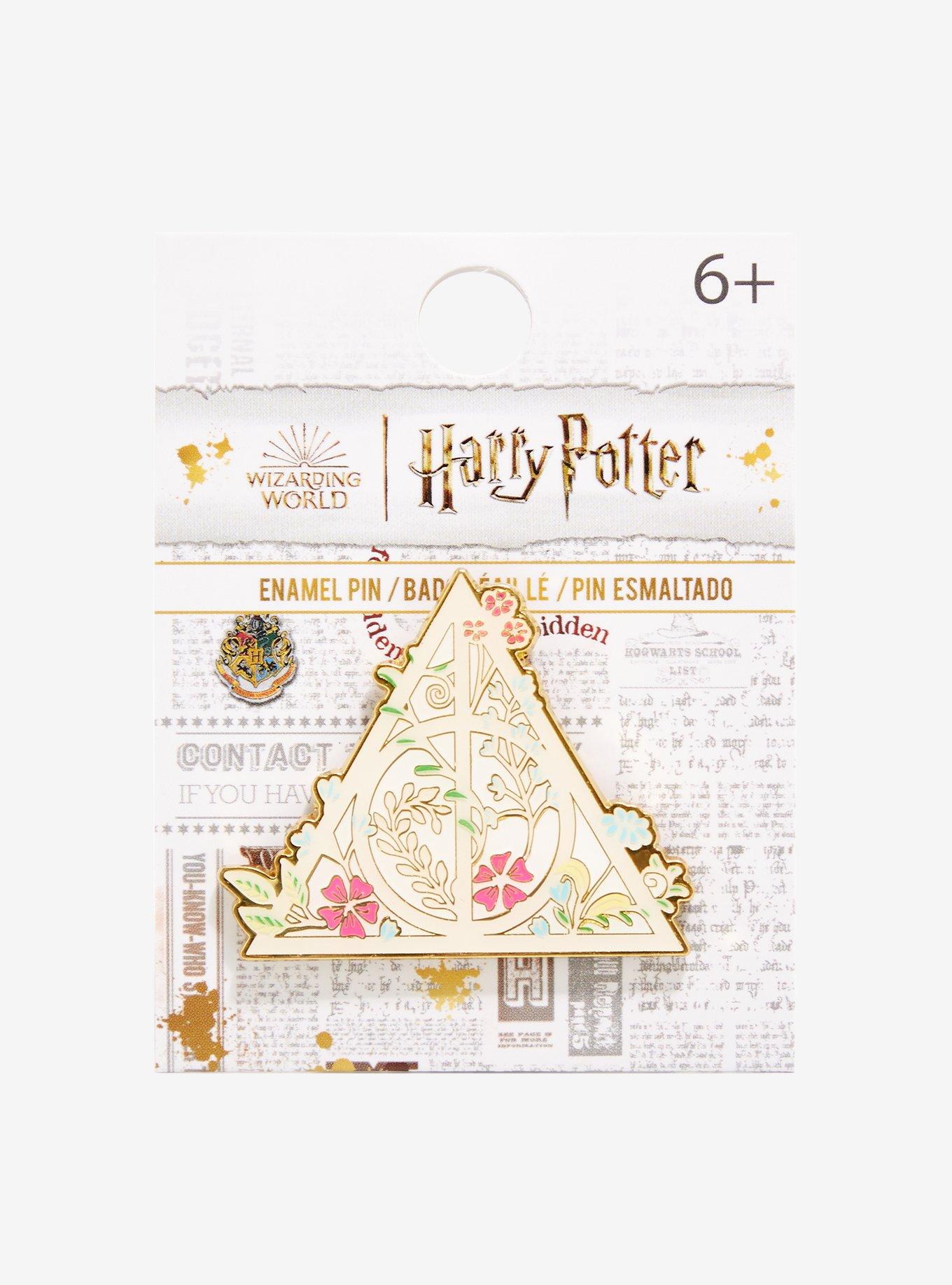 Loungefly Harry Potter Deathly Hallows Gold Floral Enamel Pin, , alternate