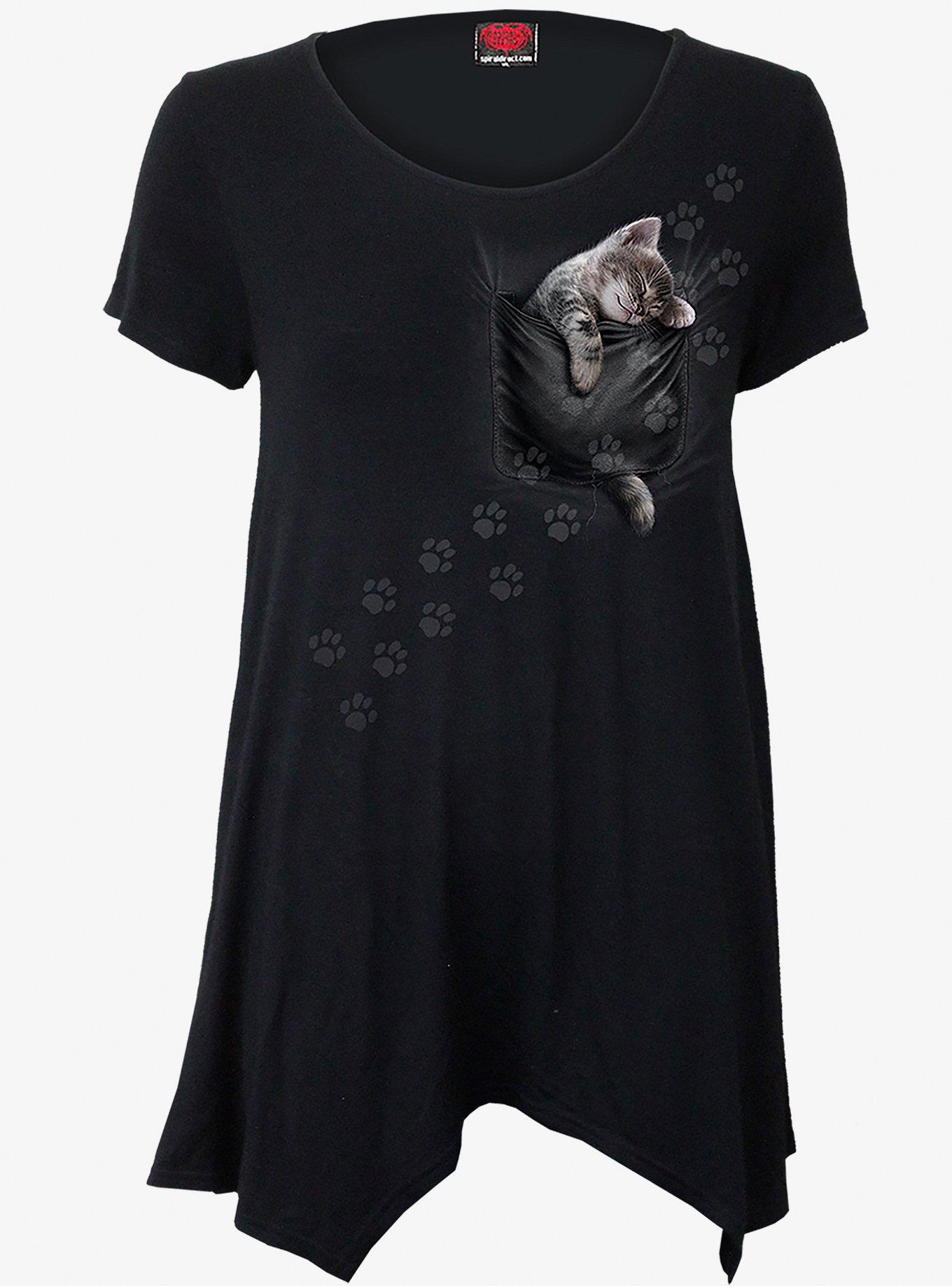 Pocket Kitten Handkerchief Tunic Top, , hi-res