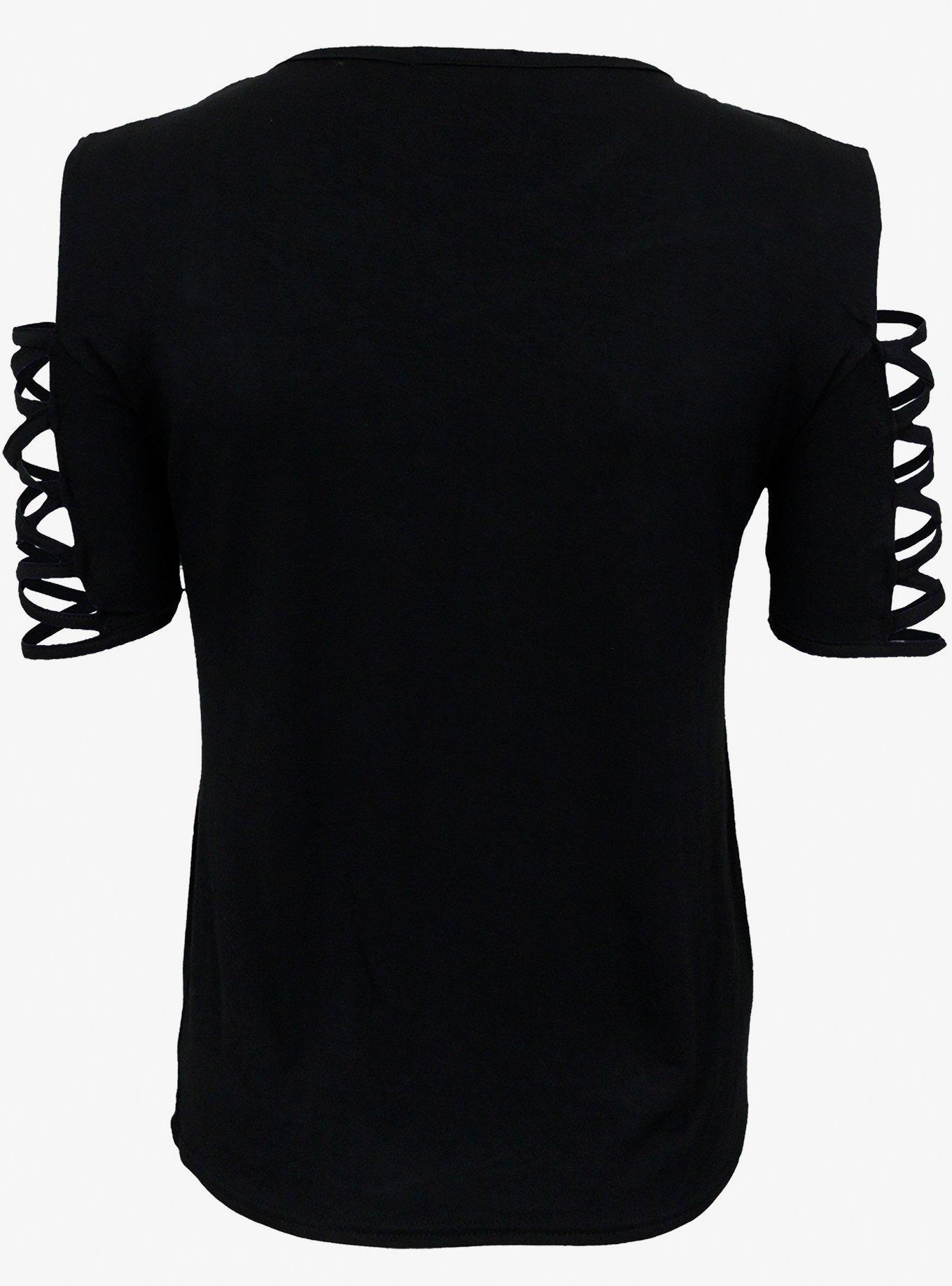 Angel Strappy Sleeve Top, BLACK, alternate