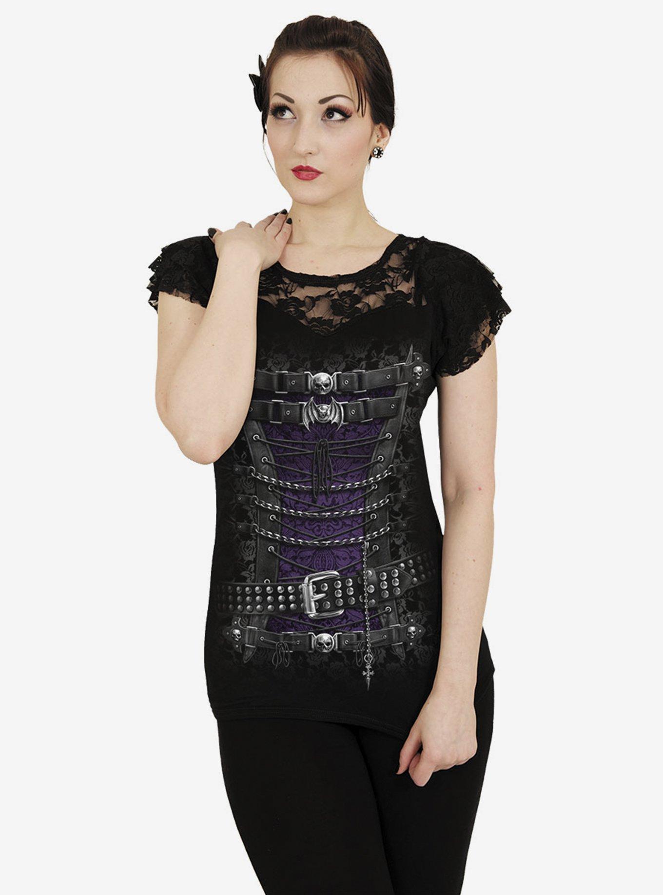 Corset Detail Lace Layered Viscose Top