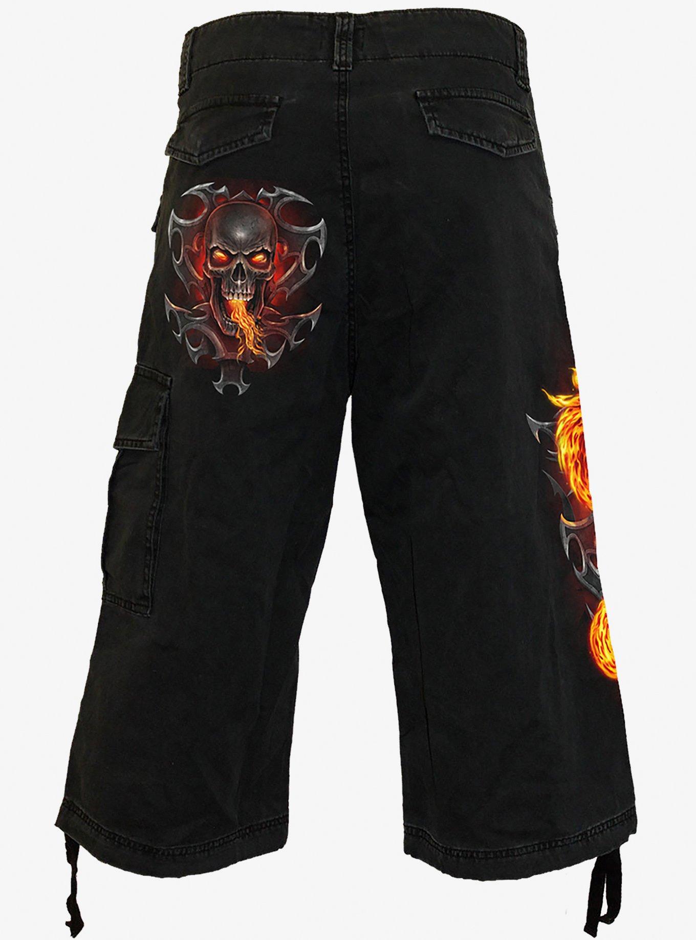 Fire Dragon Vintage Cargo Shorts, BLACK, alternate