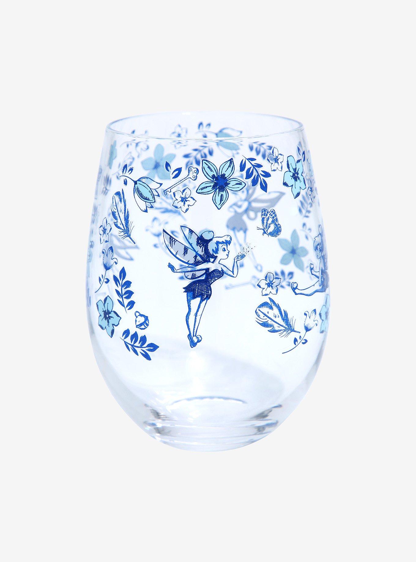 Disney Peter Pan Tinker Bell Floral Pose Wine Glass, , alternate