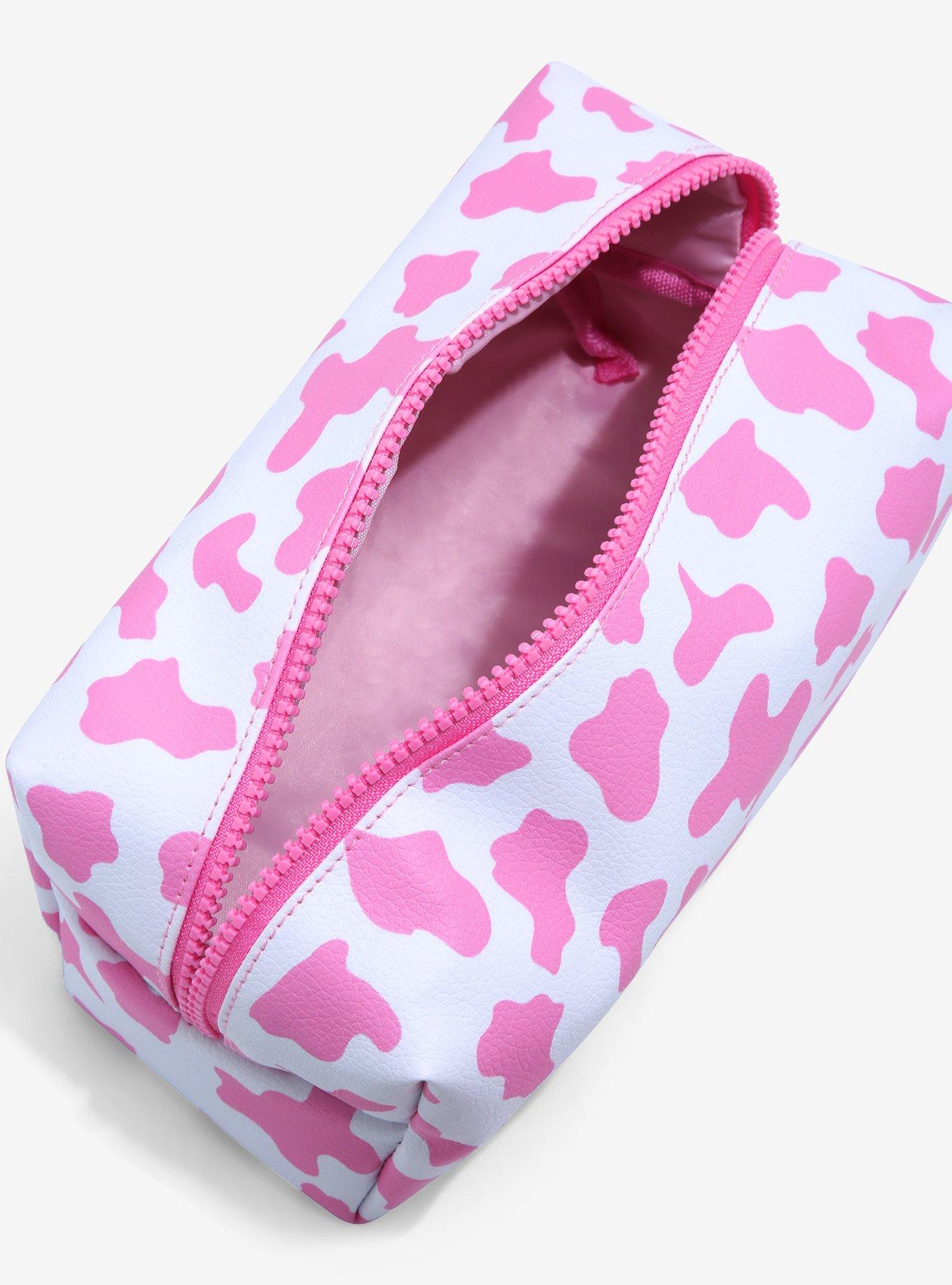 Pink Cow Print Makeup Bag, , alternate