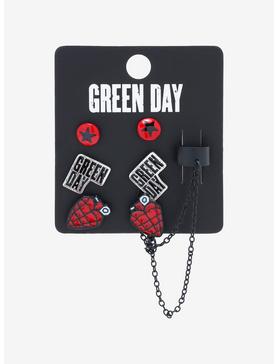Green Day Heart Grenade Earring Set, , hi-res