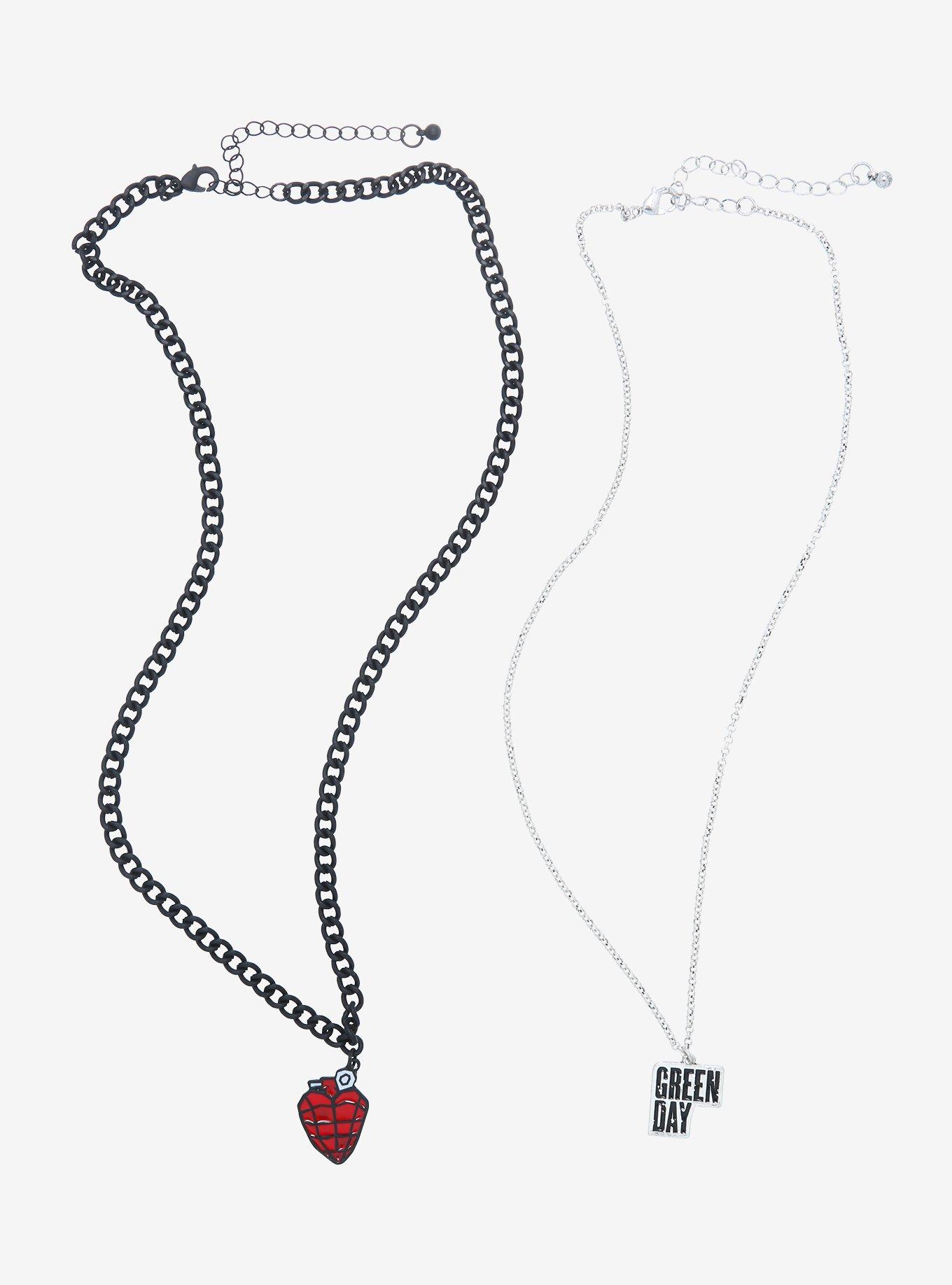 Green Day Heart Grenade Necklace Set, , alternate