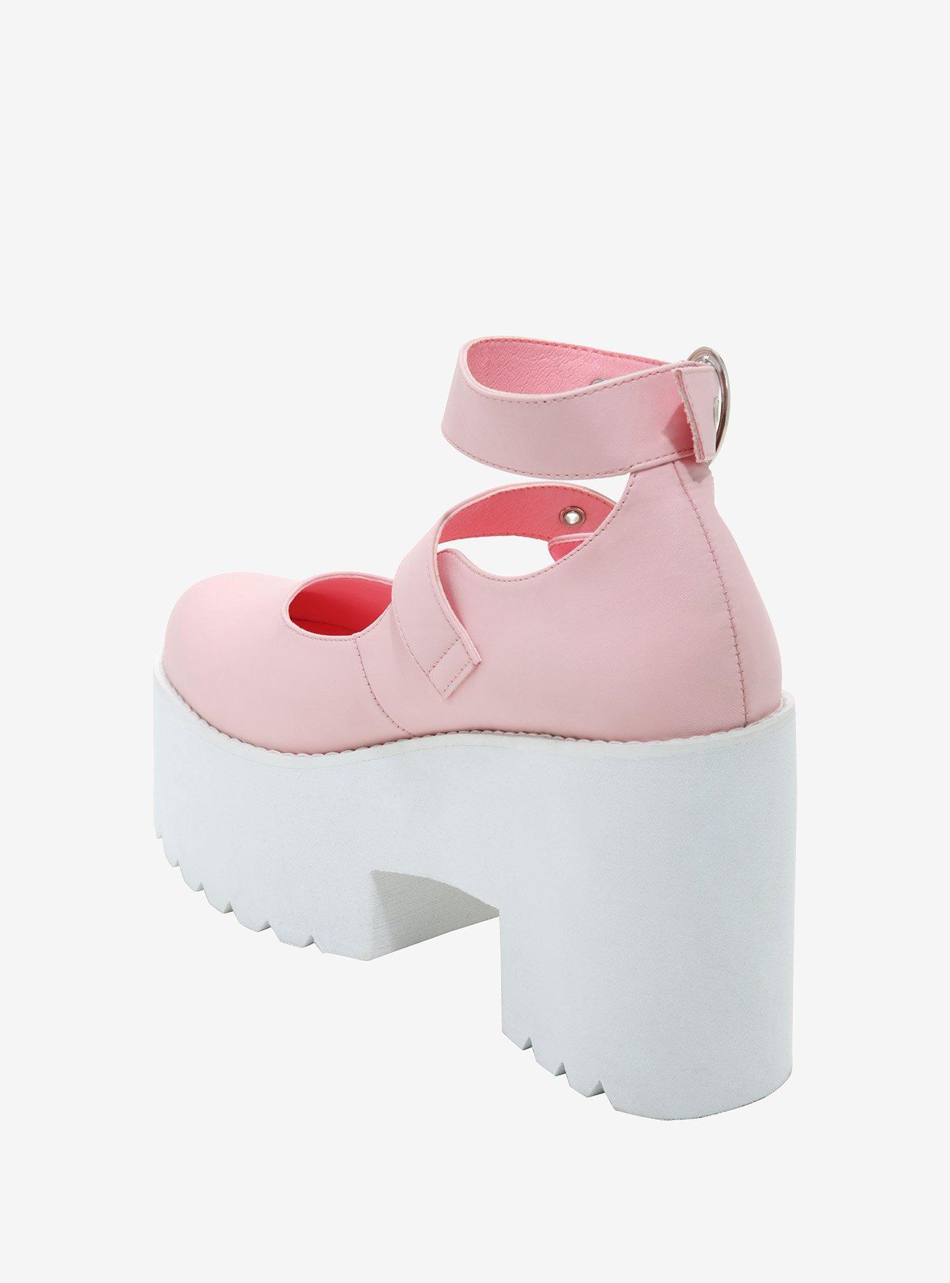 Pastel Pink Double Strap Platform Mary Janes, MULTI, alternate