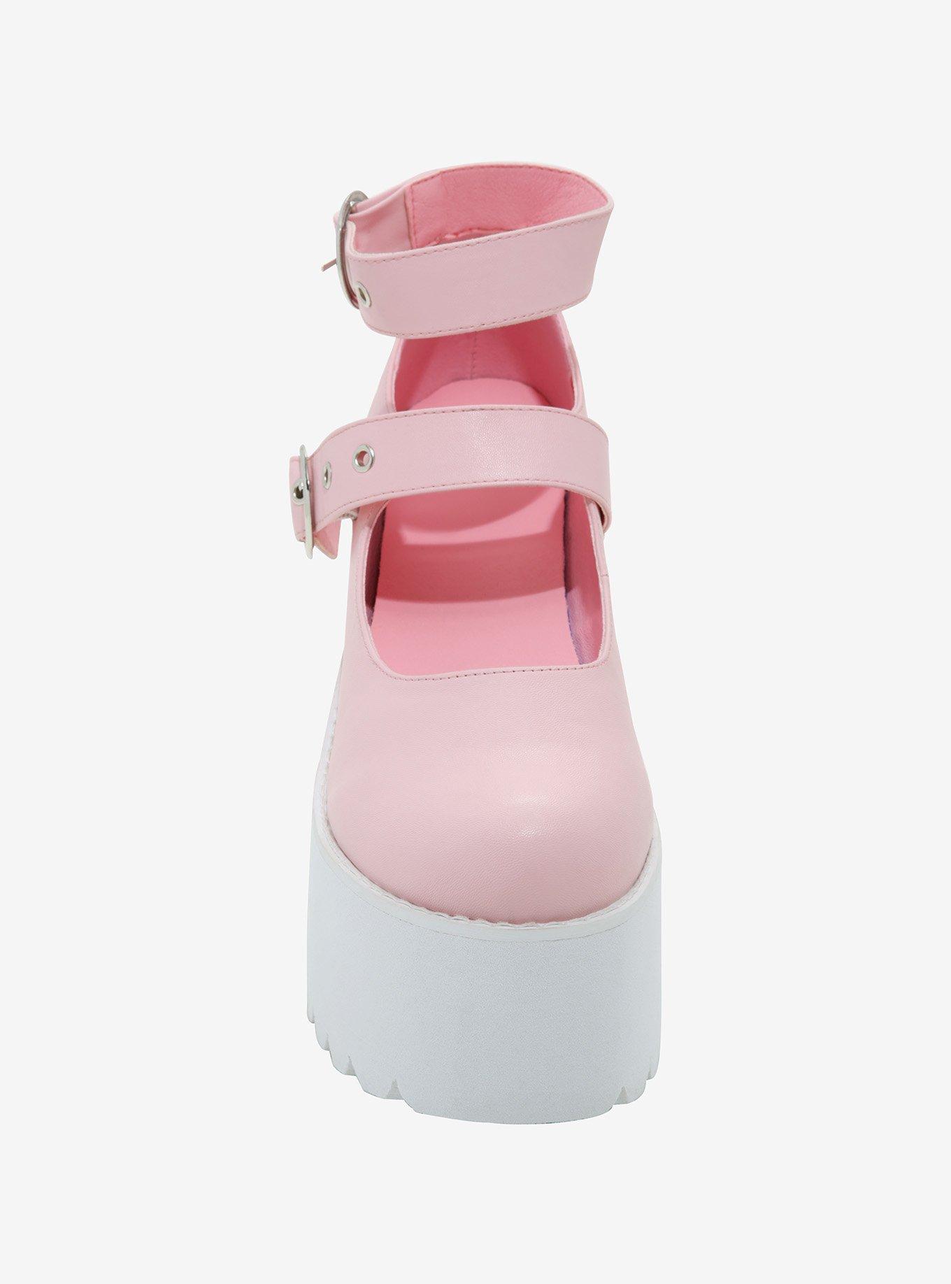 Pastel Pink Double Strap Platform Mary Janes, MULTI, alternate