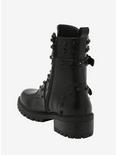 Black Stud Multi Strap Combat Boots, MULTI, alternate