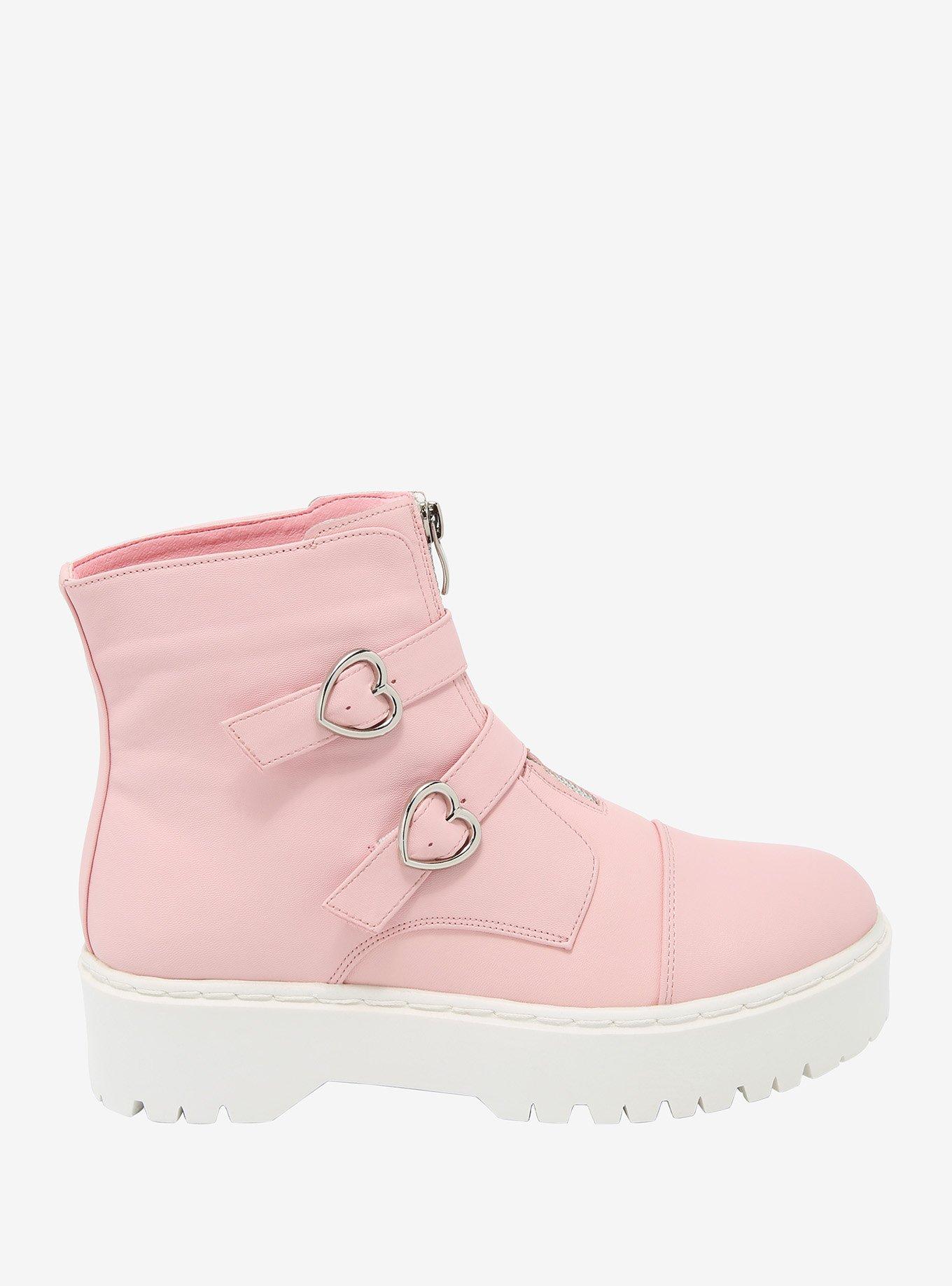 Pastel Pink Heart Combat Boots, MULTI, alternate