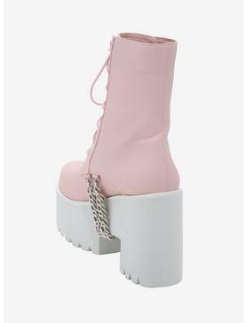 Plus Size Pink Drop Chain Platform Boots, , hi-res