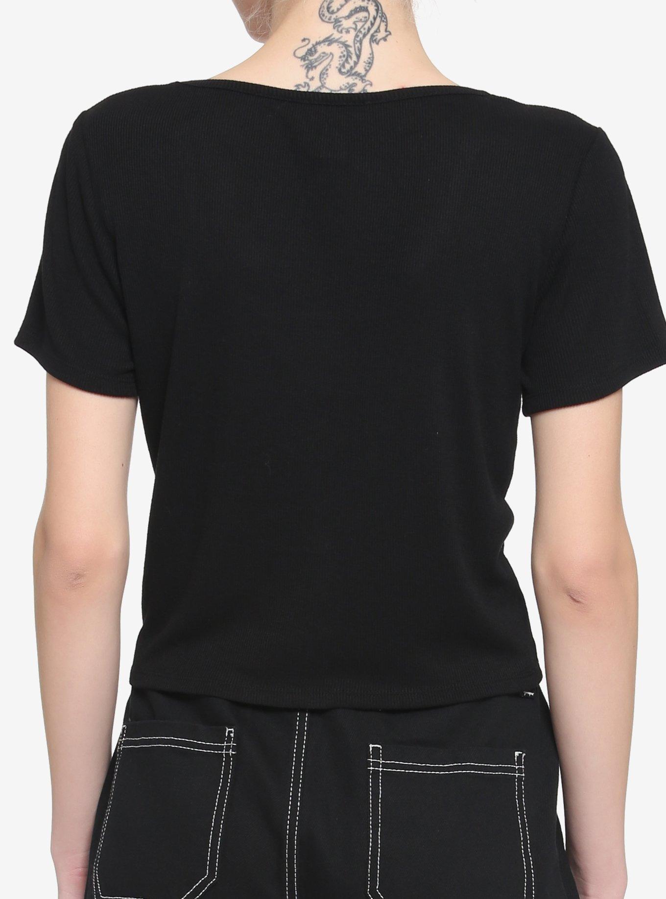 Black Hook-And-Eye Girls Crop T-Shirt, BLACK, alternate