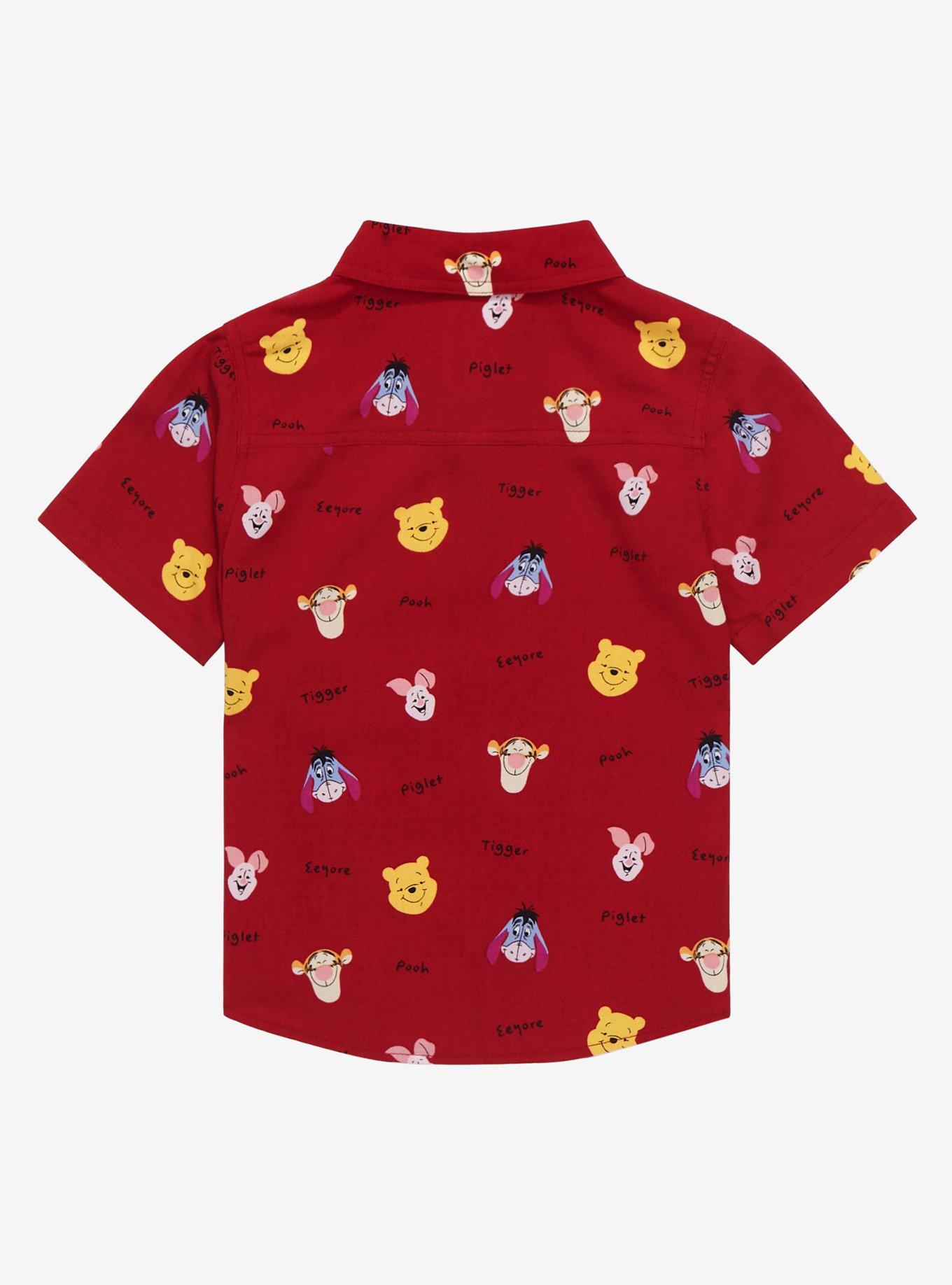 Disney Winnie the Pooh Hundred Acre Wood Friend Portraits Toddler Woven Button-Up - BoxLunch Exclusive, BURGUNDY, alternate