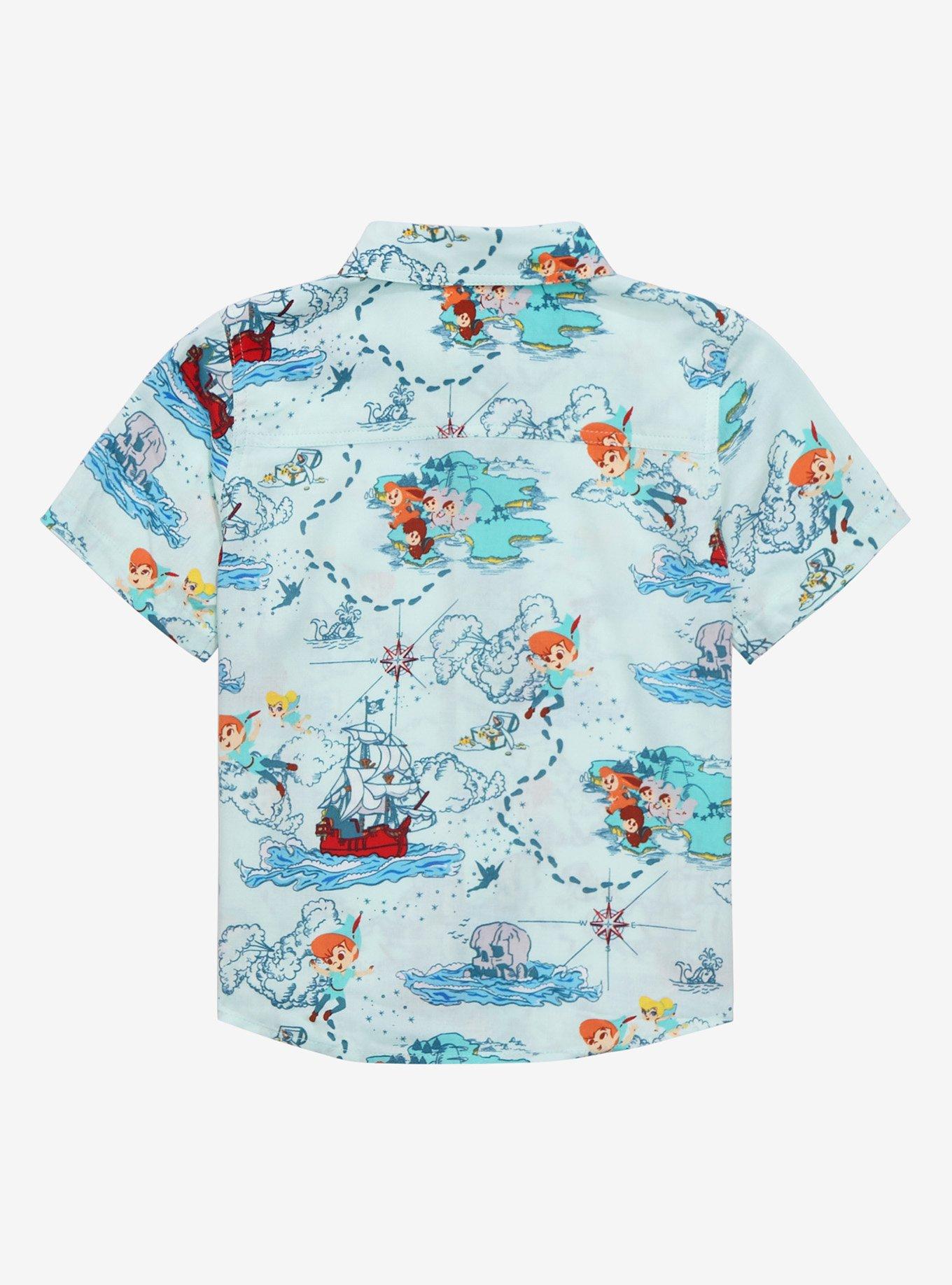 Disney Peter Pan Map Toddler Woven Button-Up - BoxLunch Exclusive, MINT GREEN, alternate