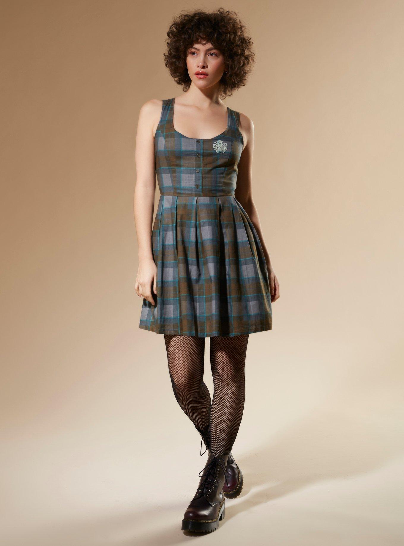 Outlander Lace-Up Tartan Plaid Dress, MULTI, alternate
