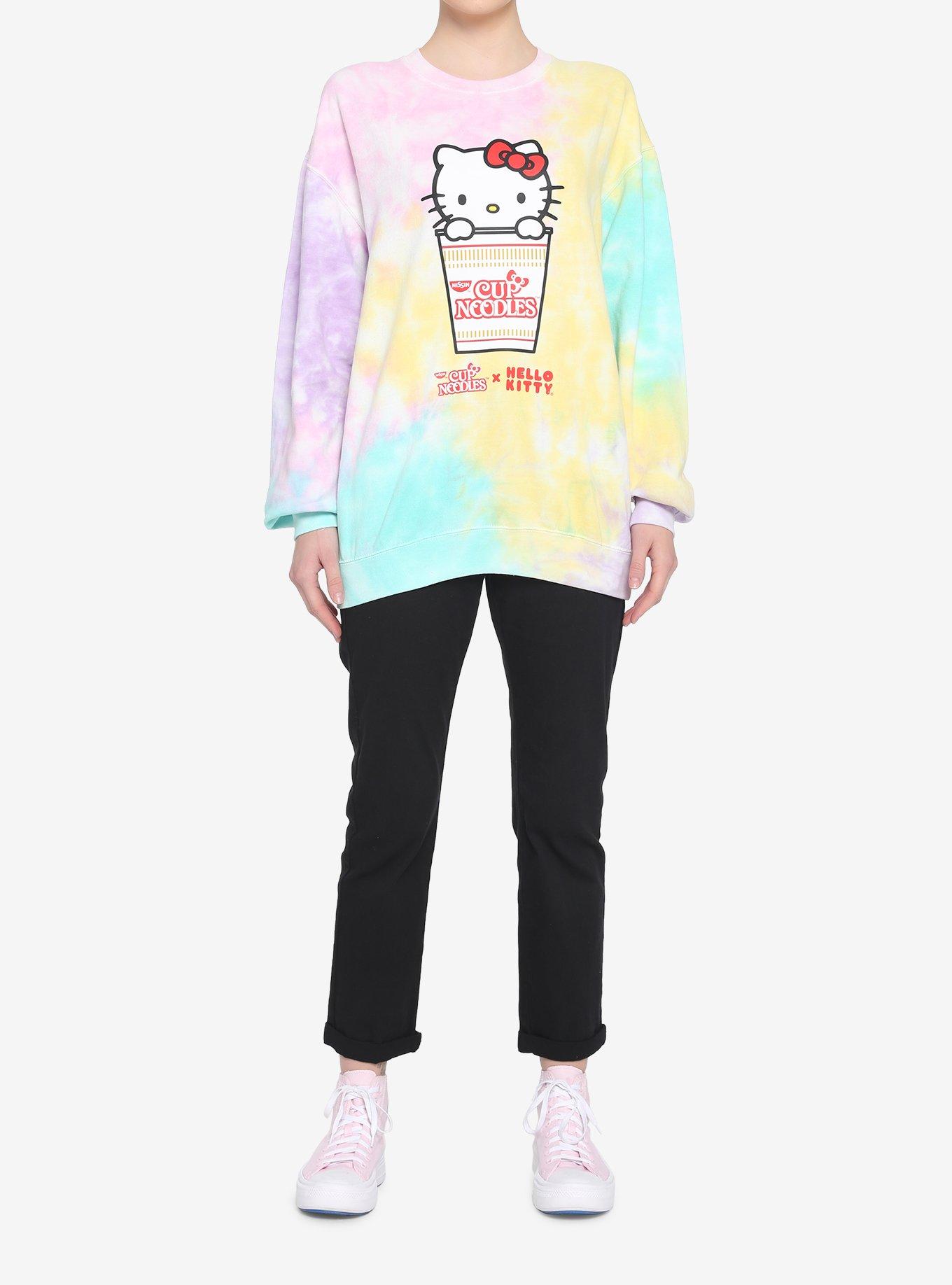 Nissin Cup Noodles X Hello Kitty Tie-Dye Boyfriend Fit Girls T-Shirt