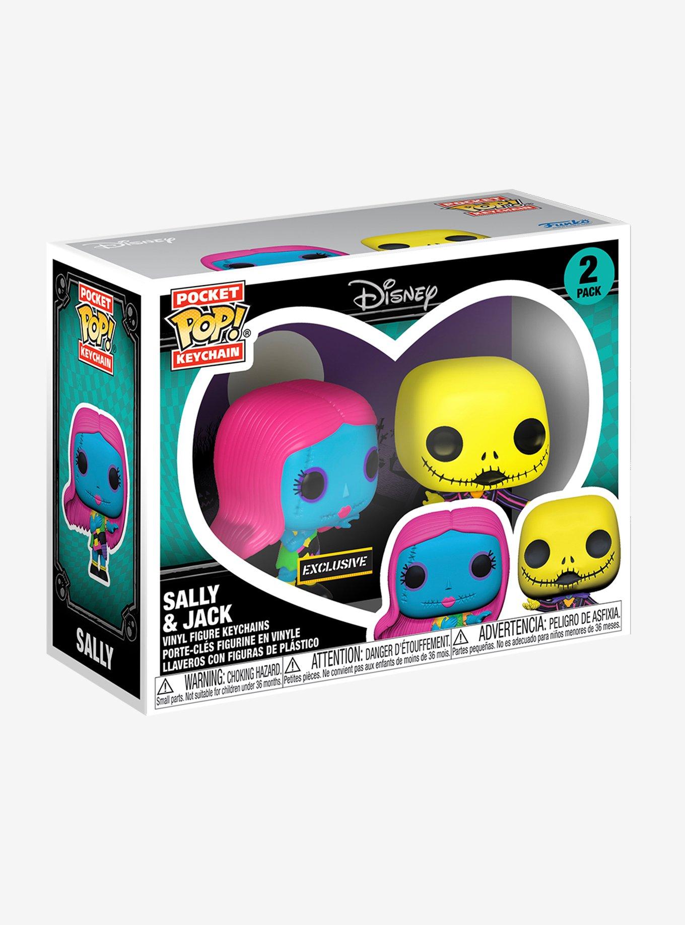 Funko The Nightmare Before Christmas Pocket Pop! Jack & Sally Black Light Vinyl Key Chain Set Hot Topic Exclusive, , alternate