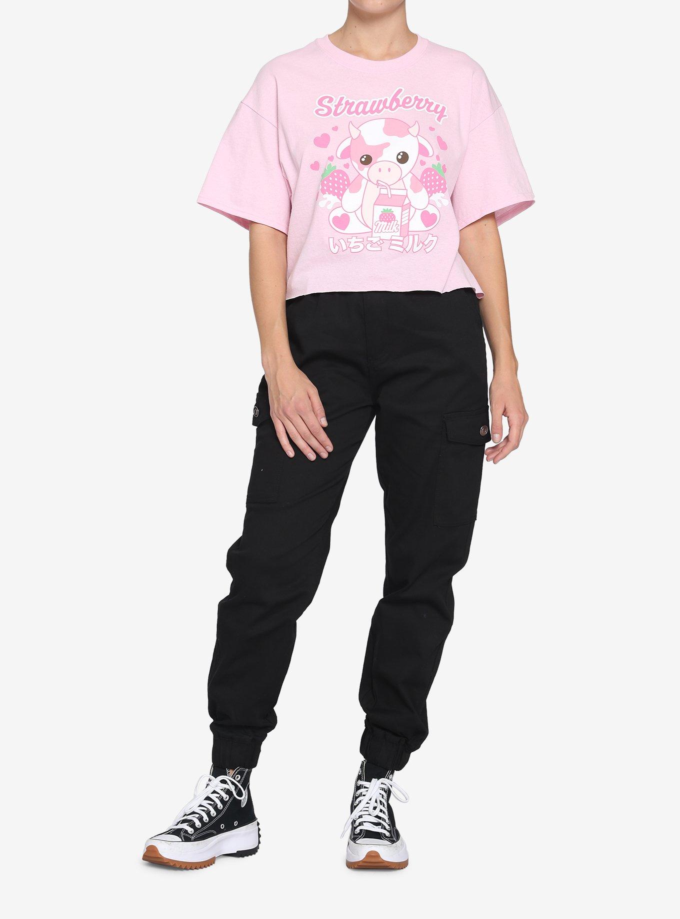 Strawberry Milk Cow Girls Crop Tee, MULTI, alternate