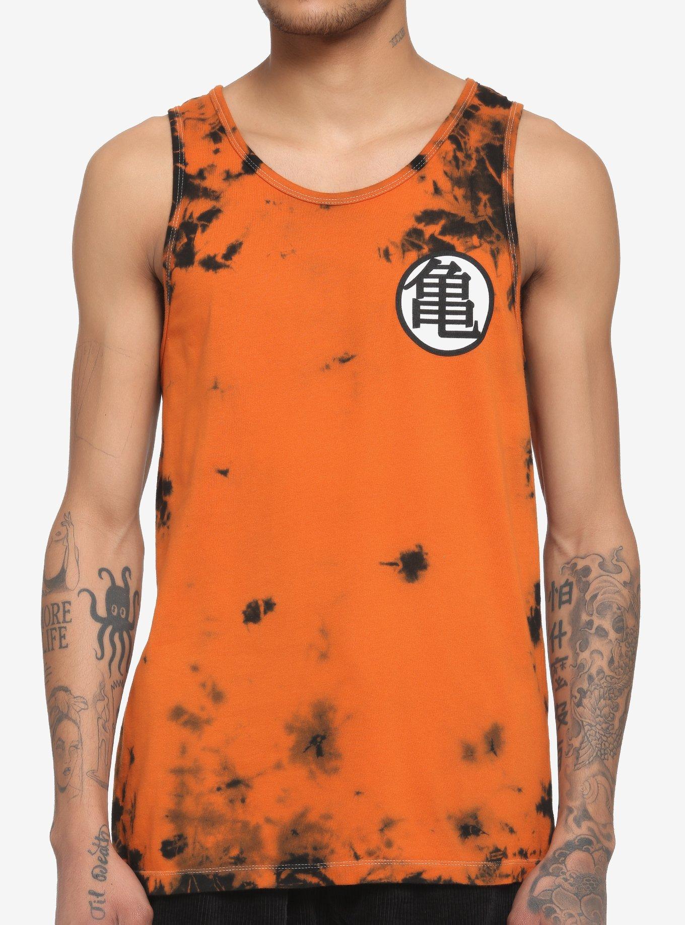 Dragon Ball Z Goku Orange Wash Tank Top, BLACK, alternate
